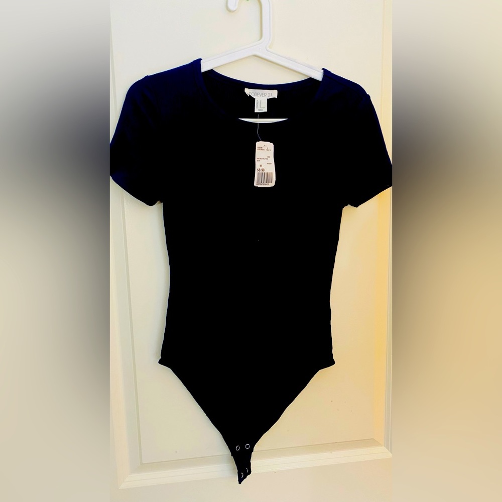 Forever 21 Women’s Bodysuit Ribbed Top in Navy Blue and Red